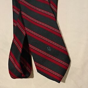 Dior Red and Blue Diagonal Striped Tie